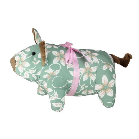 Northlight 10" Floral Easter Piglet Spring Decoration - Green/Brown