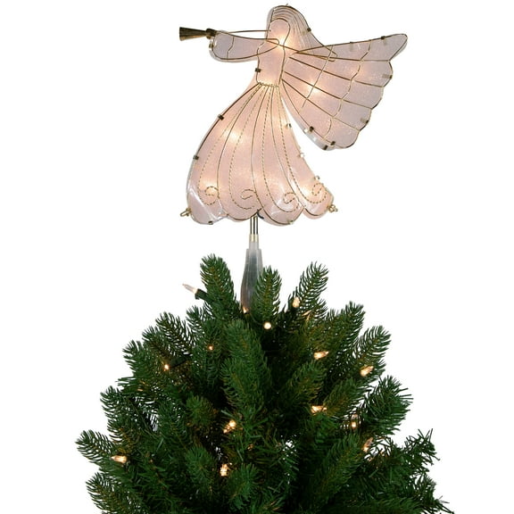 Northlight 10" Gold Angel Tree Topper, Warm White Lights