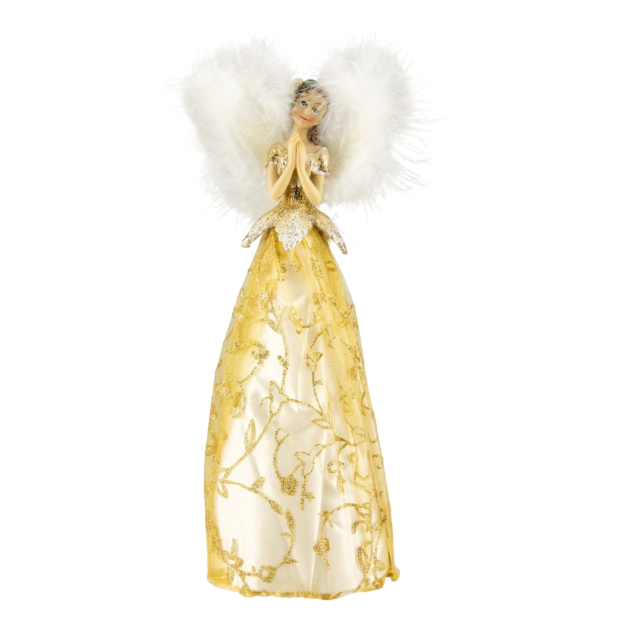 Northlight 10" Gold and White Angel Christmas Tree Topper, Unlit