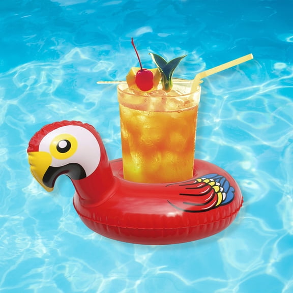 Northlight Inflatable Floating Parrot Swimming Pool Drink Holder - 10"