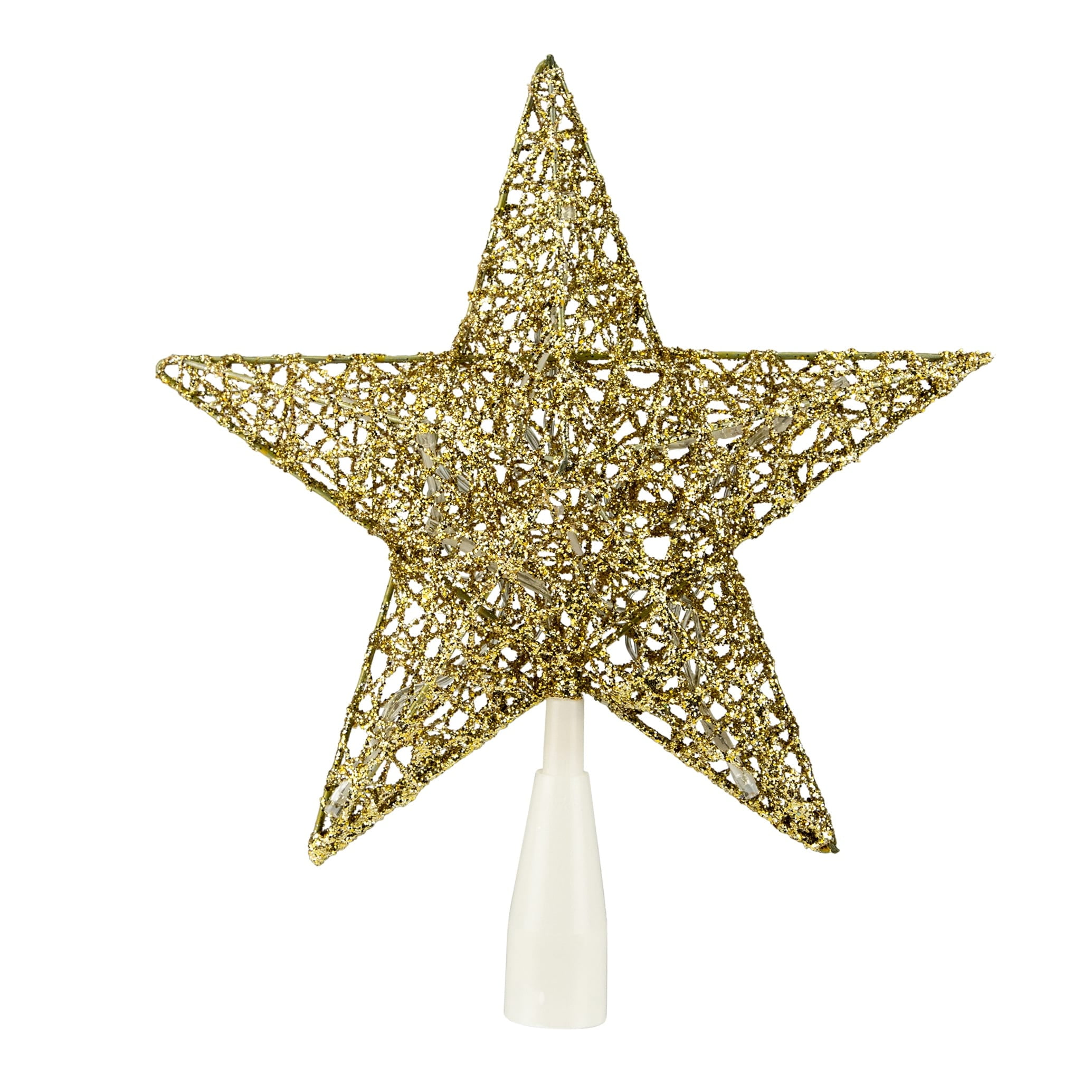 10" Gold Glittered Stellular Plastic Christmas Tree Topper with LED Lights