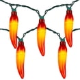thumbnail image 1 of Northlight 10 Orange LED Chili Pepper Summer Patio String Lights - 6 ft Green Wire, 1 of 3