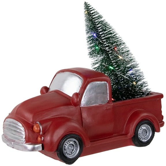 Northlight LED Lighted Pine Tree in Vintage Truck Christmas Decoration - 10" - Red