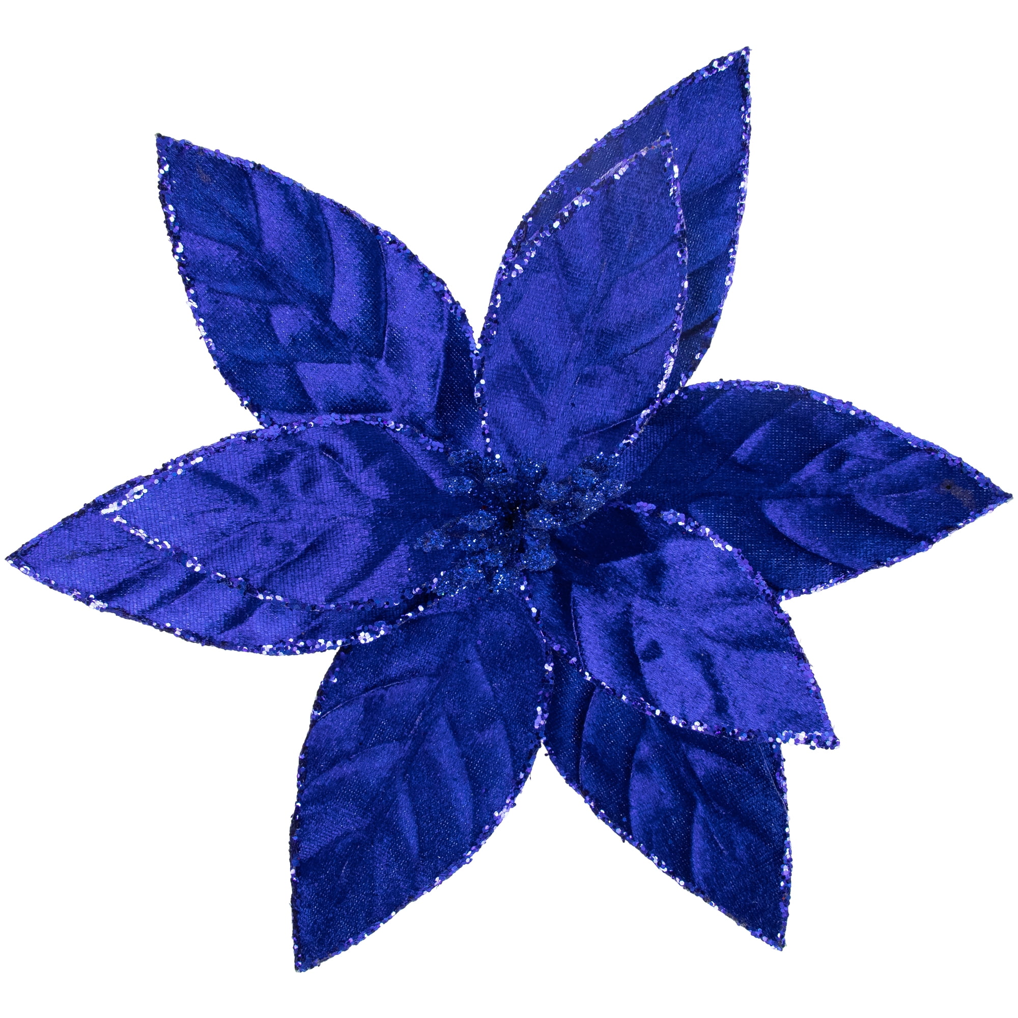 Northlight 10" Royal Blue Glittered Poinsettia Christmas Floral Pick