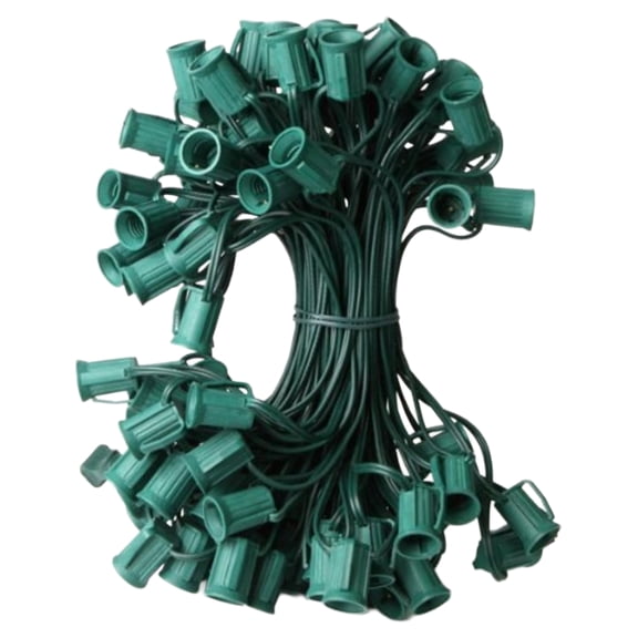 Northlight 100' Commercial C9 Christmas Light Socket Set - 12" Spacing 18 Gauge Green Wire