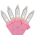 thumbnail image 1 of Northlight 100-Count Clear Mini Christmas Light Set 20ft Pink Wire - 20', 1 of 2