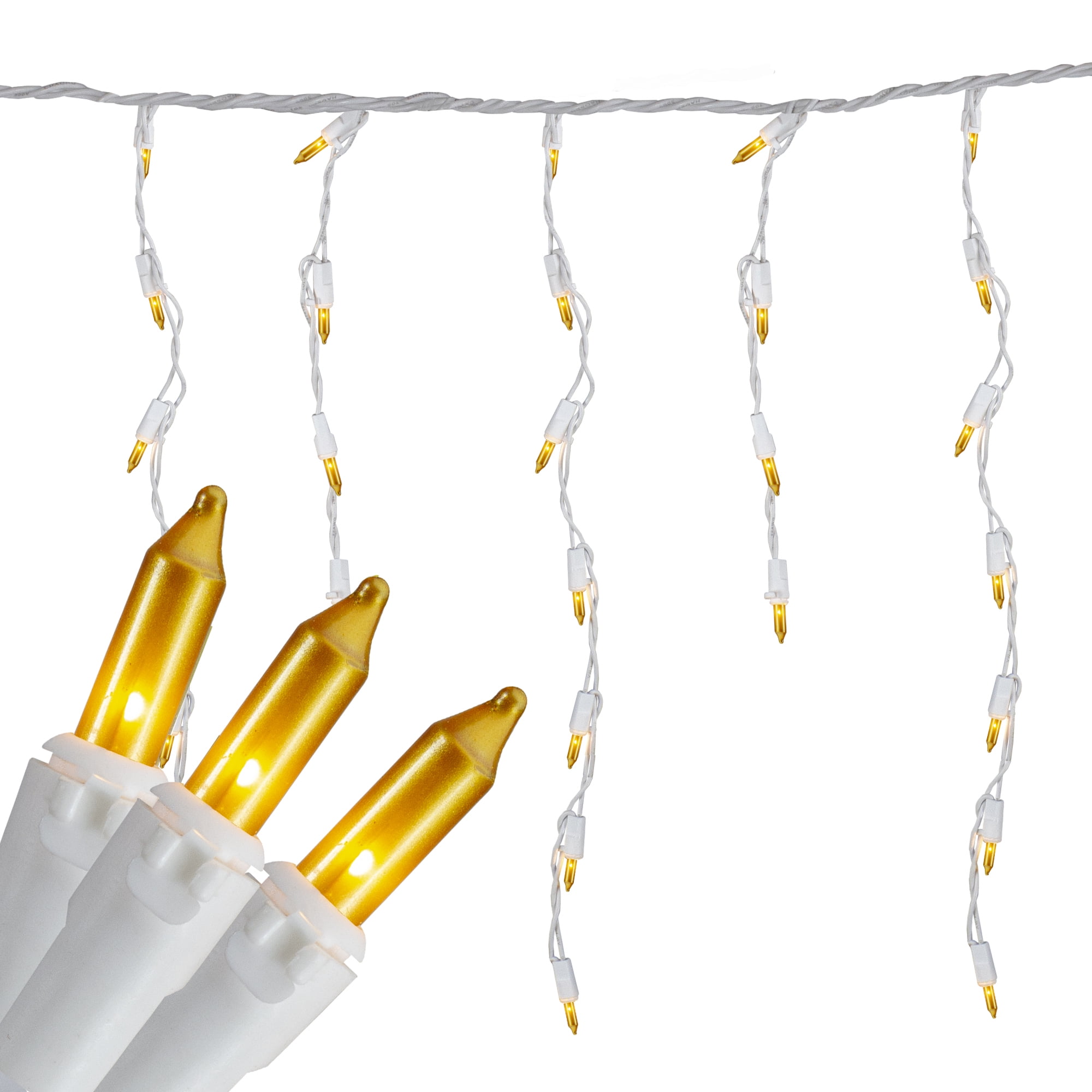 Northlight 100 Count Opaque Gold Mini Icicle Christmas Lights - 3.5 ft