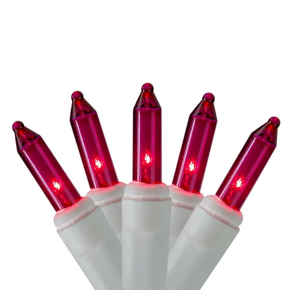 Hofert Mini Icicle Christmas Lights - Pink - 4.6ft White Wire - 100ct