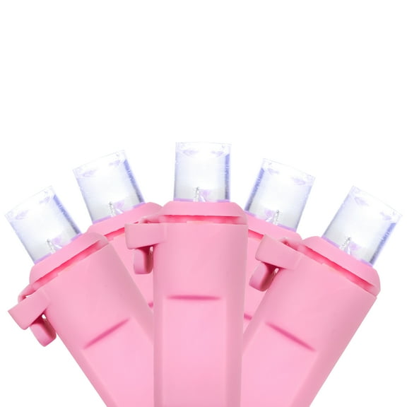 Northlight LED Wide Angle Christmas Lights Pure White - 33' Pink Wire - 100ct