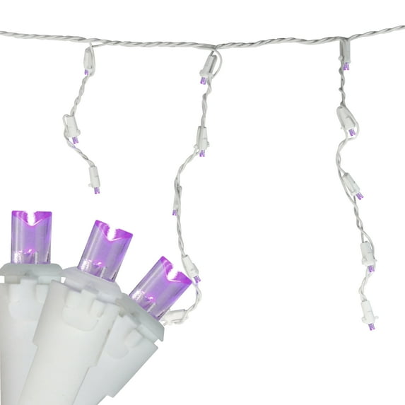 Northlight LED Wide Angle Icicle Christmas Lights - Purple - 5.5' White Wire - 100ct