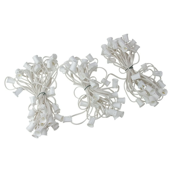 Northlight Commercial Grade C9 Christmas Light Socket Set - 100' White Wire - 18 Gauge