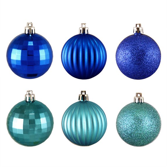 Northlight 100ct 3-Finish Shatterproof Christmas Ball Ornament Set 2.5" - Blue