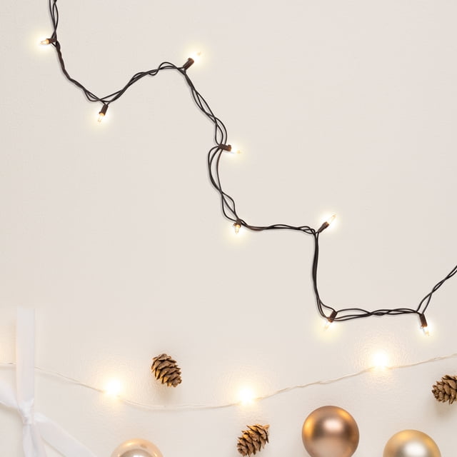 Northlight 100ct Clear Mini Christmas Lights, Brown Wire, 20.25 ...