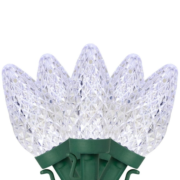 Northlight LED Faceted C9 Christmas Lights - Pure White - 67' Green Wire - 100ct