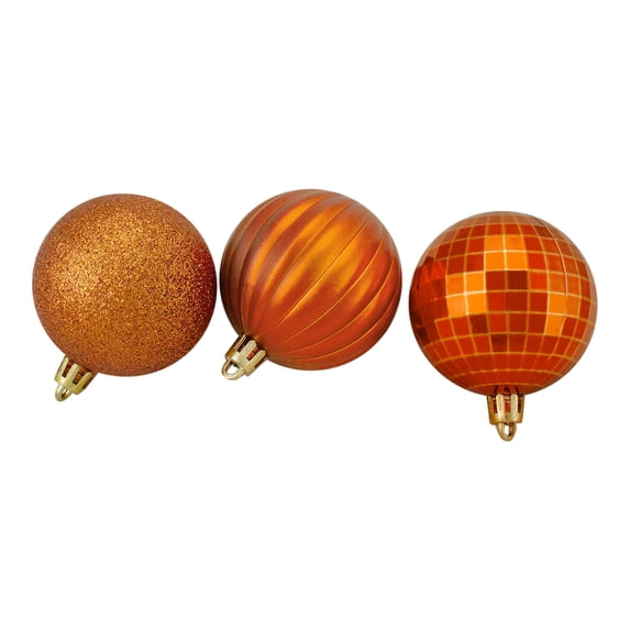 Northlight Shatterproof 3-Finish Christmas Ball Ornaments - 2.5" (60mm) - Burnt Orange - 100ct