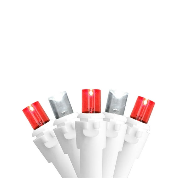 Northlight LED Wide Angle Icicle Christmas Lights - Red and Pure White - 5.5' White Wire - 100ct