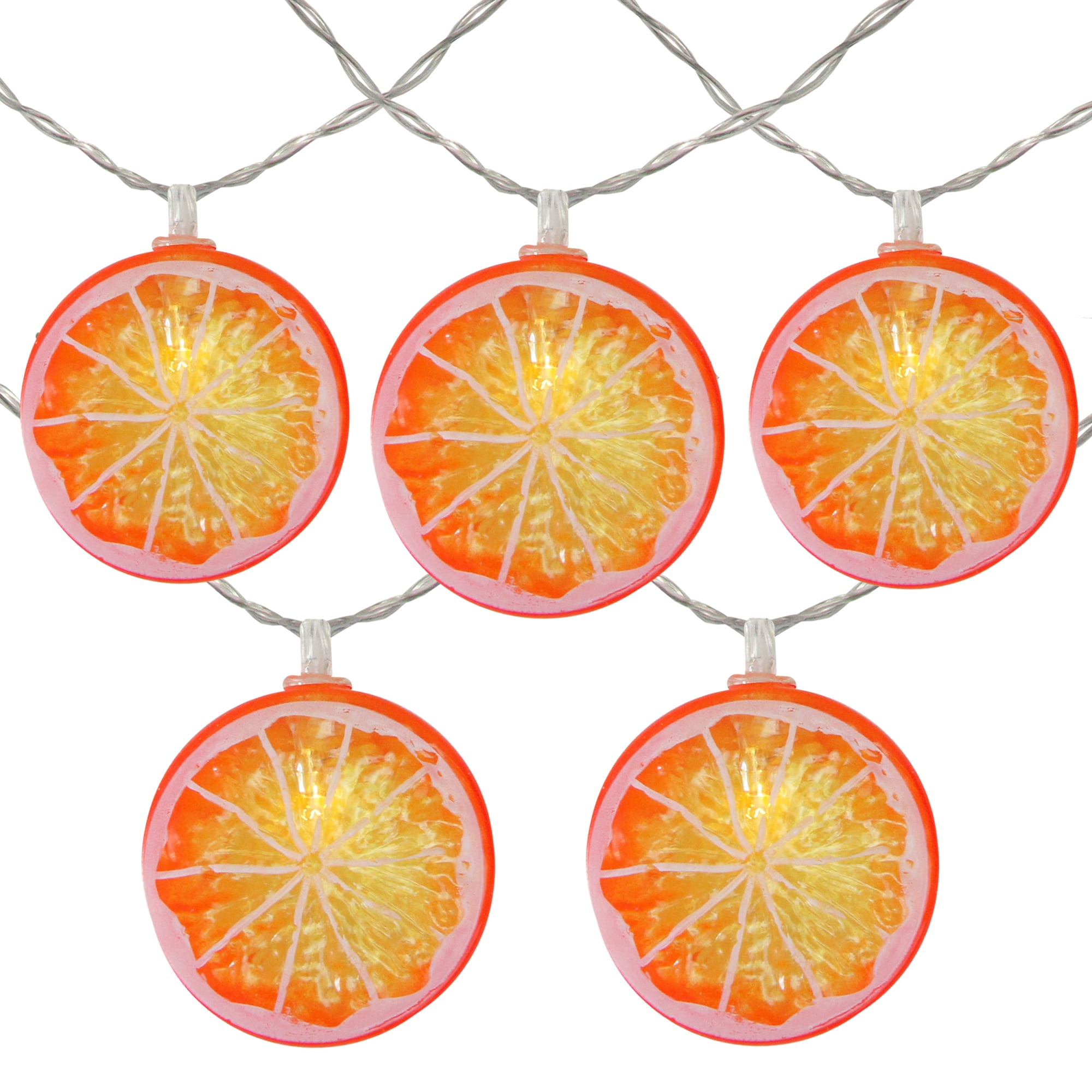 Battery Operated Orange Slice LED String Lights with Clear Wire
