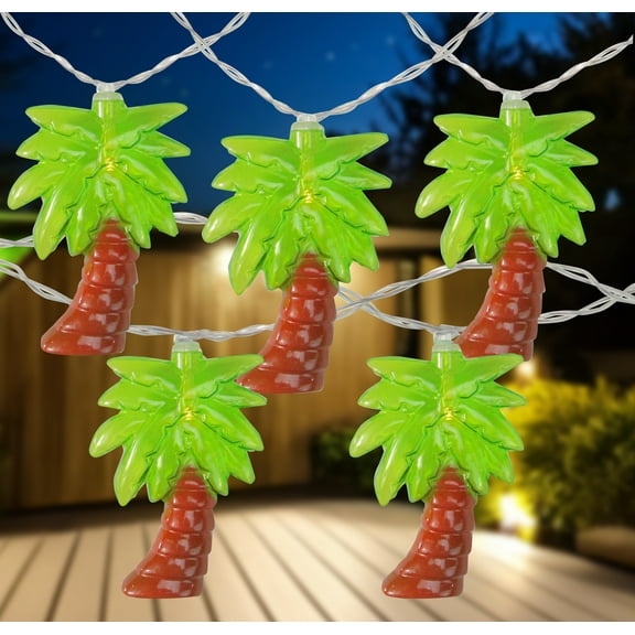 Northlight 10ct Battery Operated Palm Tree Summer LED String Lights Warm White - 4.5' Clear Wire