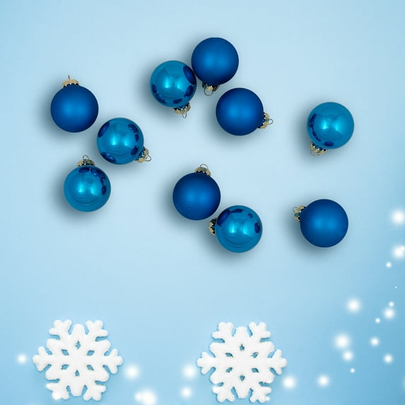 Northlight 2-Finish Christmas Glass Ball Ornaments - 1.5" (40mm) - Blue - 10ct