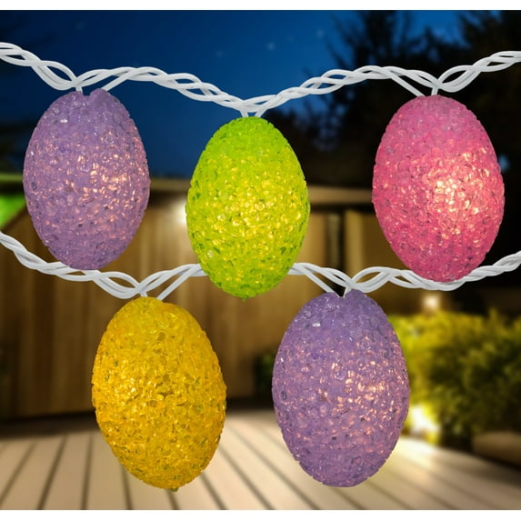 Northlight 10ct Pastel Easter Eggs String Light Set, 7.25ft White Wire