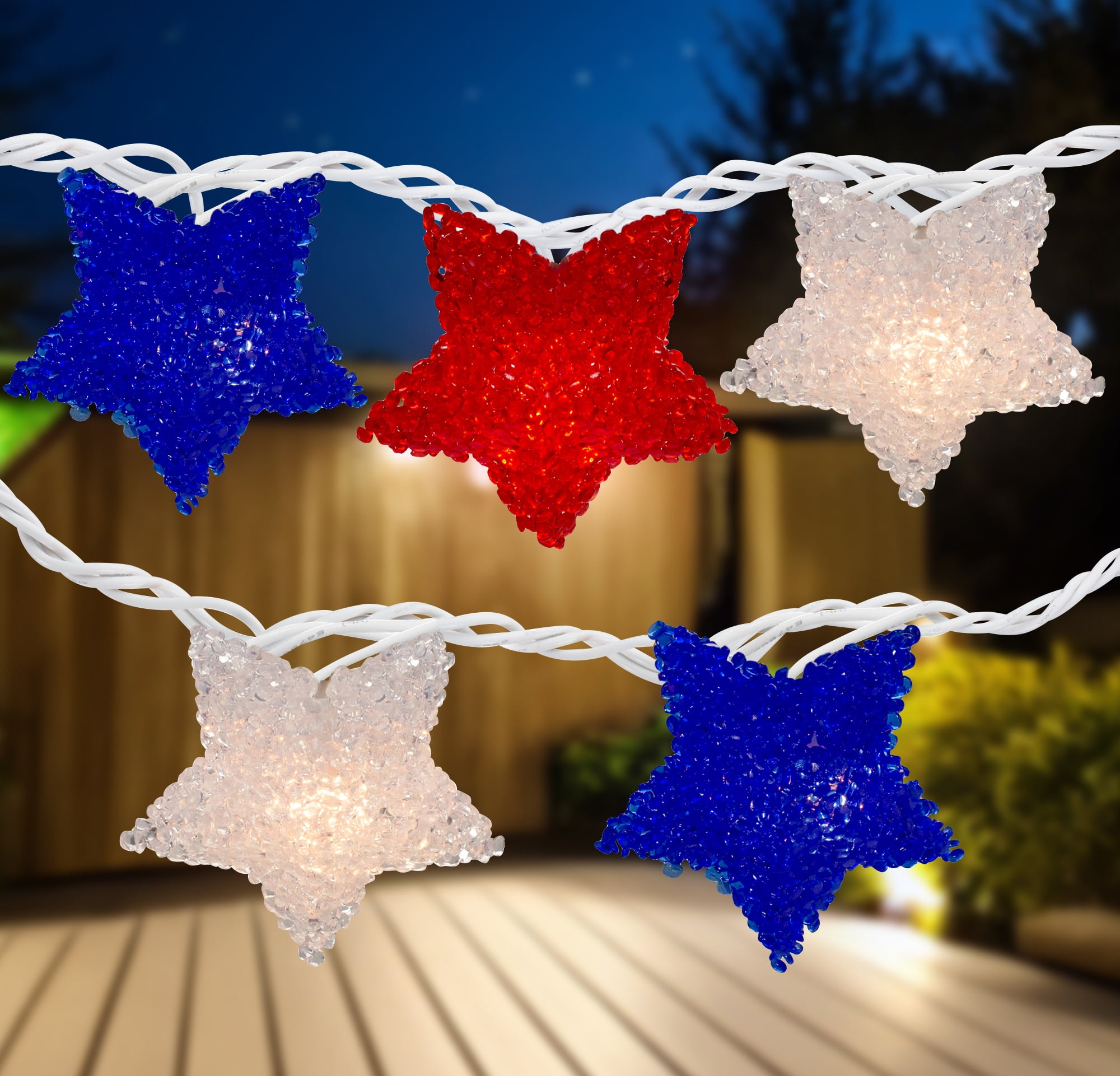Northlight 10ct Patriotic 4th of July Star Shaped Outdoor String Lights - 6' White Wire