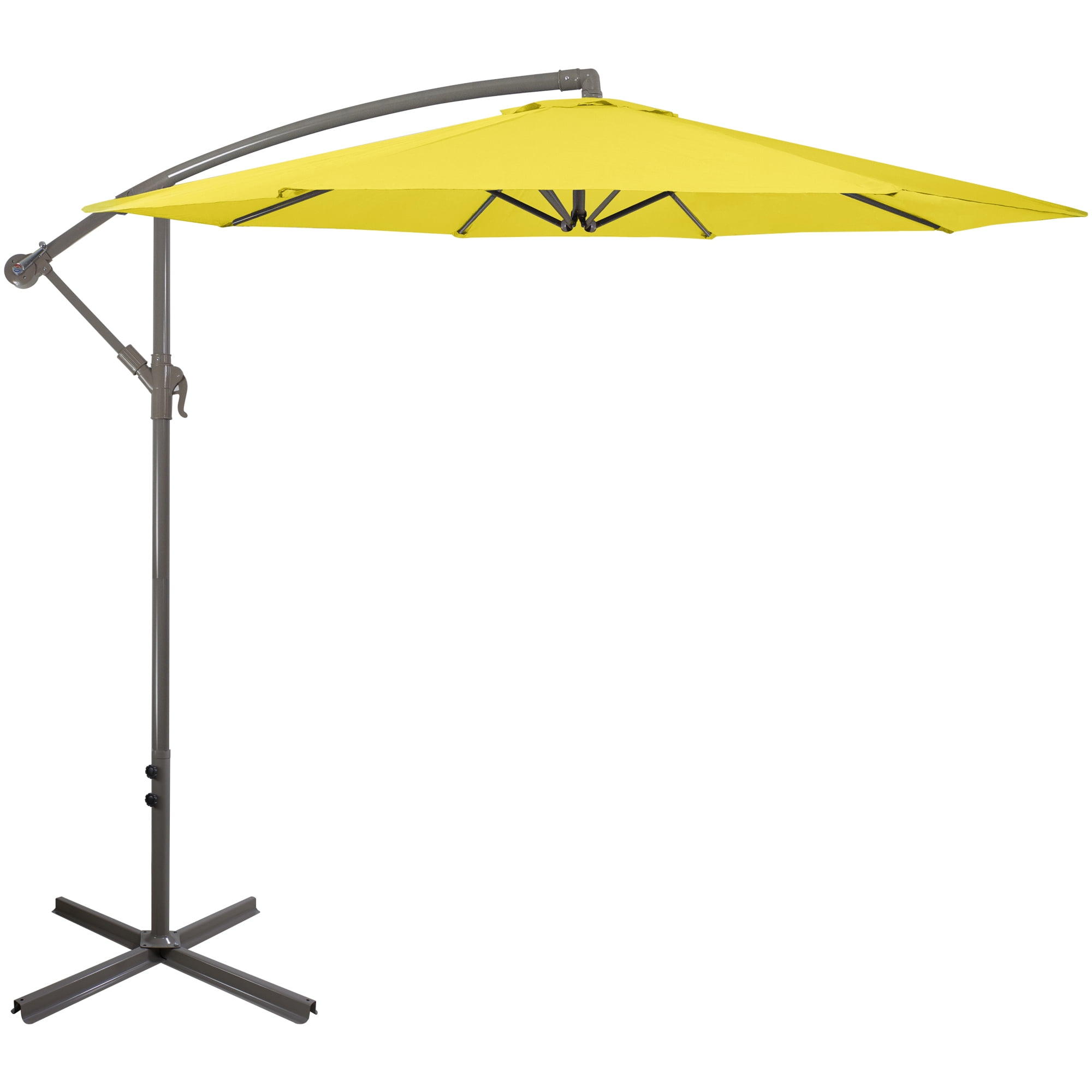 Yellow 10ft Offset Outdoor Patio Umbrella with Hand Crank