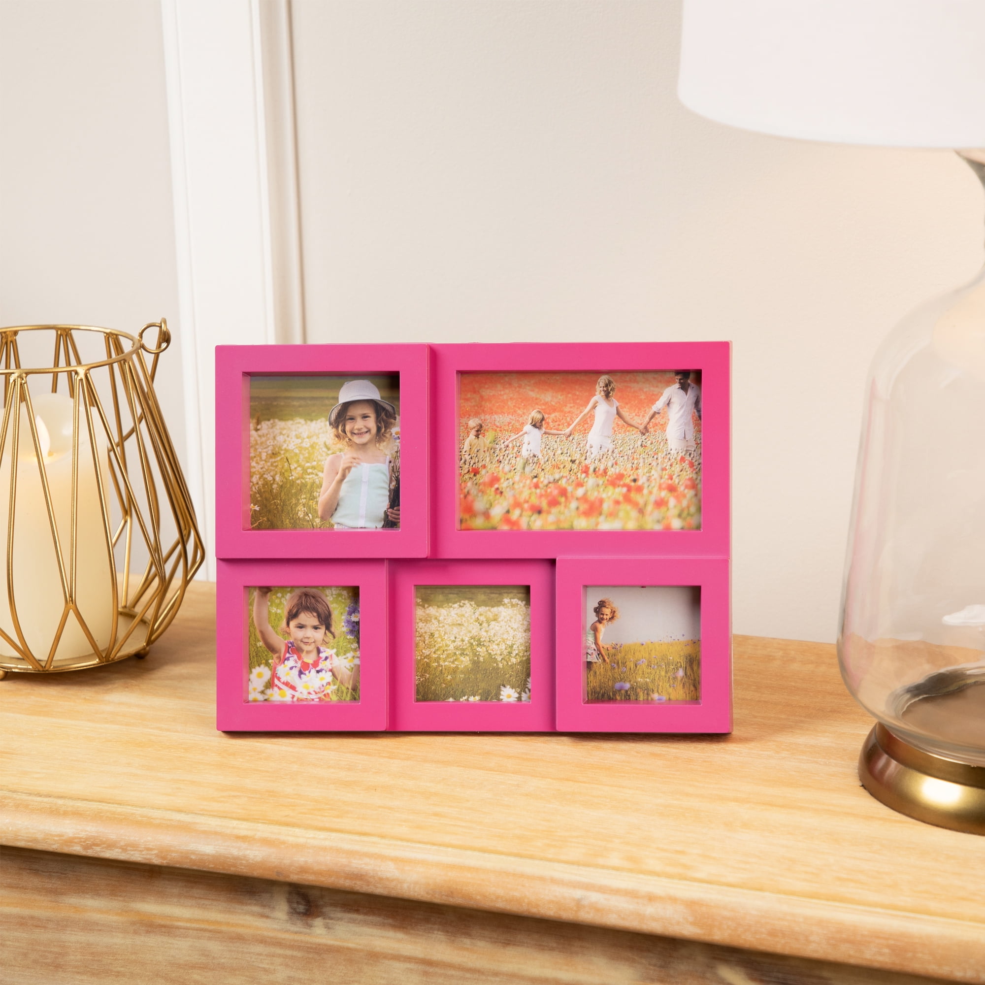 Northlight 11.5" Pink Multi-Sized Puzzled Collage Photo Picture Frame Wall Decoration