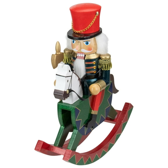 Northlight 11.5 Red and Blue Christmas Nutcracker Soldier on Rocking Horse