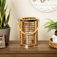 thumbnail image 1 of Northlight Rattan Glass Candle Lantern with Jute Handle - 11.5", 1 of 10