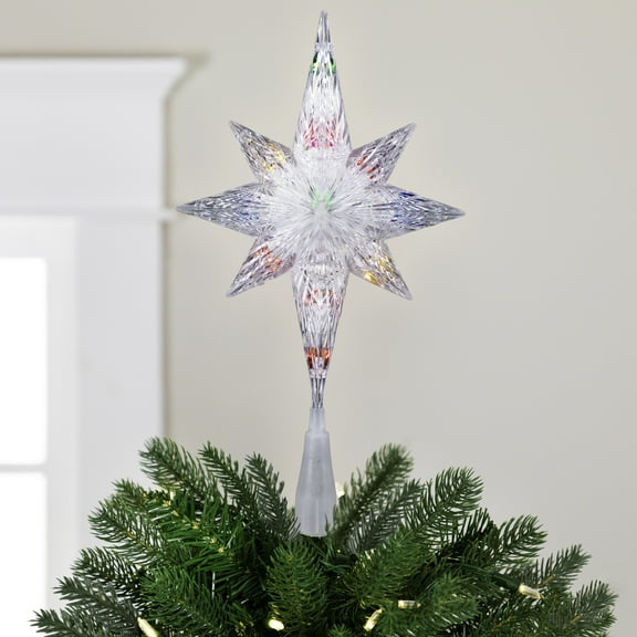 Northlight 11" Lighted Clear 8 Point Star of Bethlehem Christmas Tree Topper - Multicolor Lights