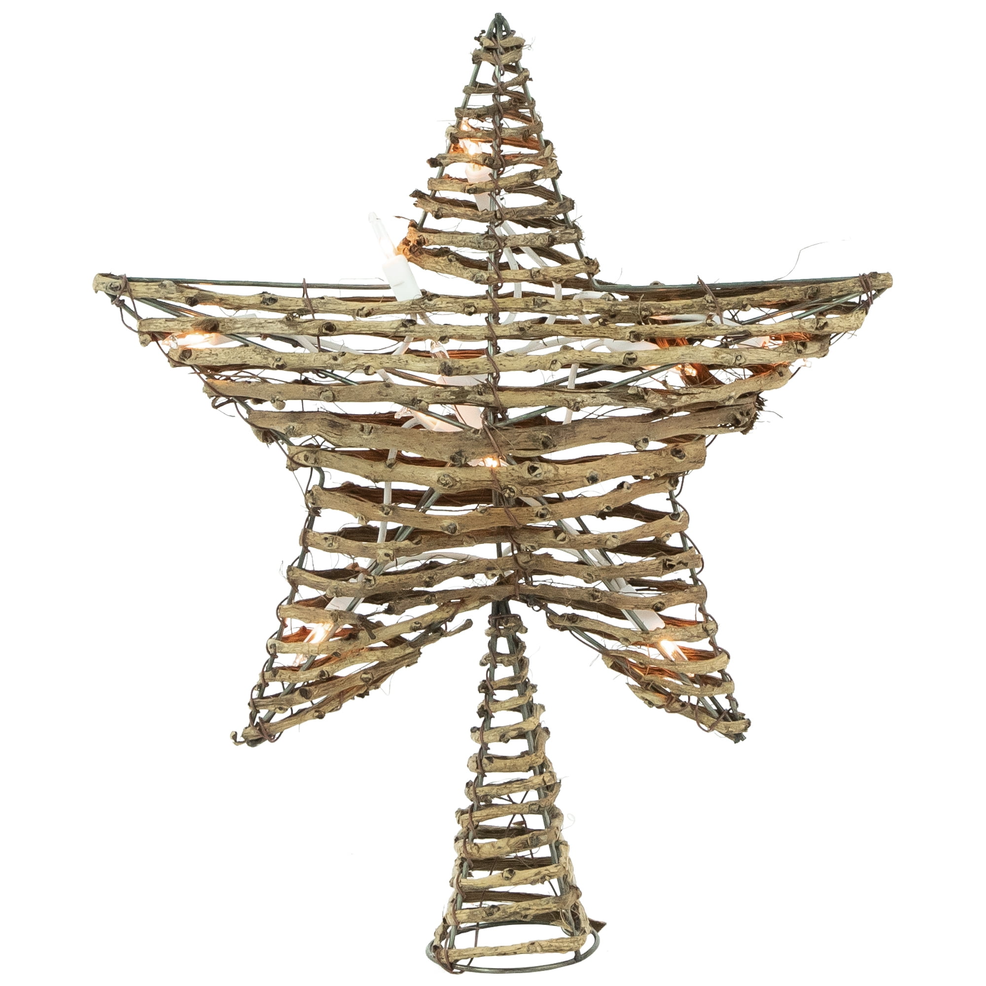 Rattan Star Golden Christmas Tree Topper Woven Straw Star