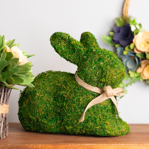 Northlight 11" Moss Sitting Bunny Rabbit Spring Easter Figure - Green/Tan