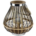 thumbnail image 1 of Northlight 11" Rustic Chic Pear Shaped Rattan Candle Holder Lantern with Jute Handle, 1 of 4