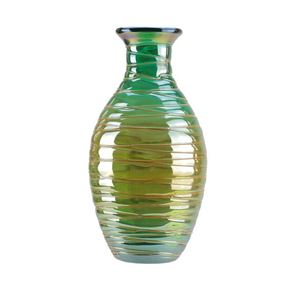 Northlight 12.5" Iridescent Swirl Hand Blown Glass Vase - Green/Yellow