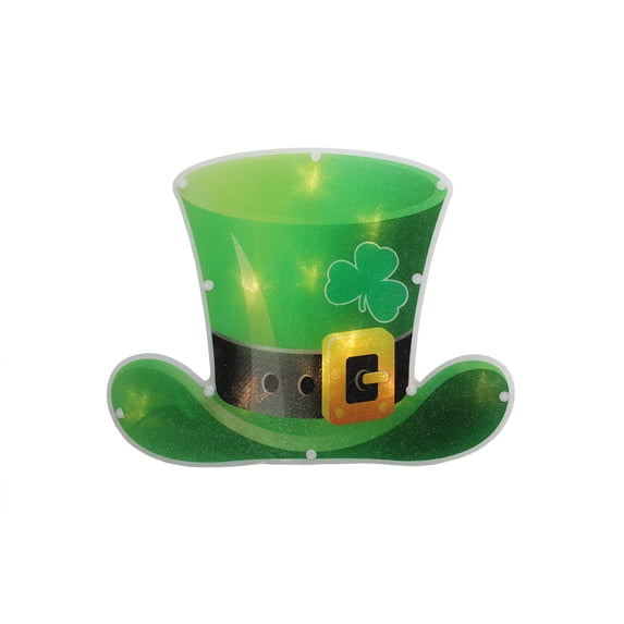 Northlight 12.5" Lighted Irish St. Patrick's Day Leprechaun Hat Window Silhouette Decoration