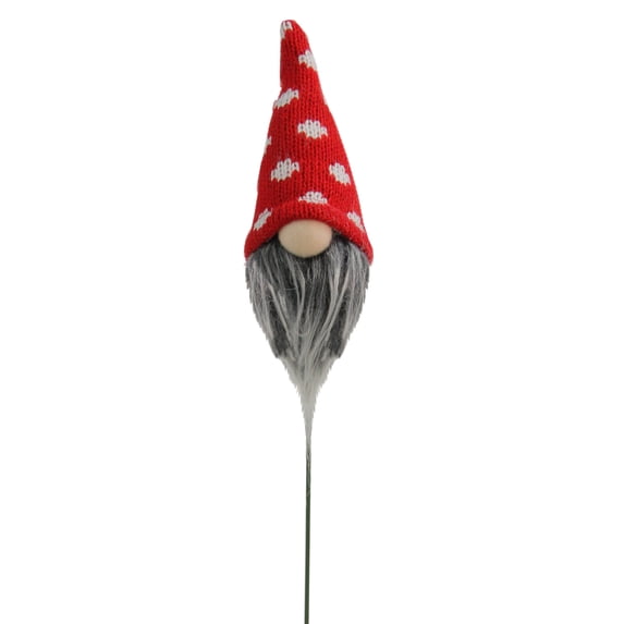 Northlight 12.5" Red and White Polka Dots Santa Gnome Head Christmas Pick