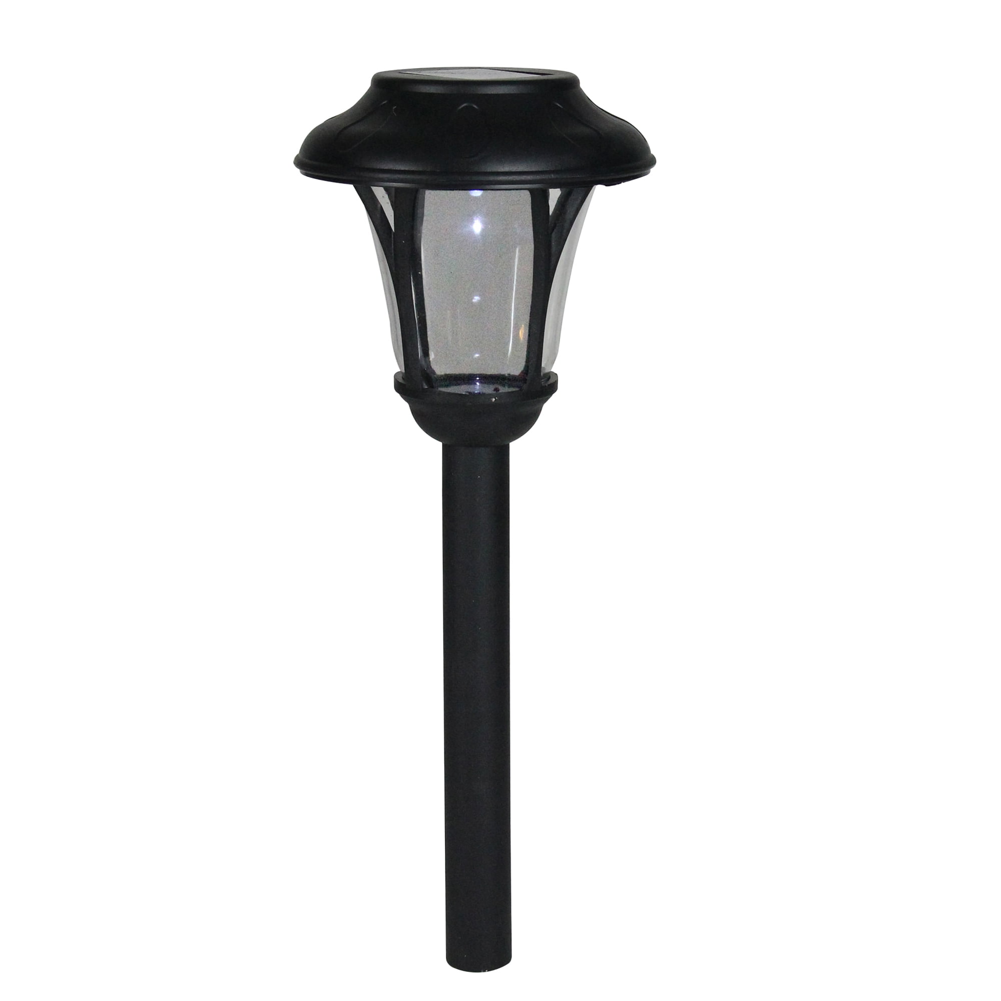 12" Black Solar Powered LED Pathway Lantern with Plastic Stake