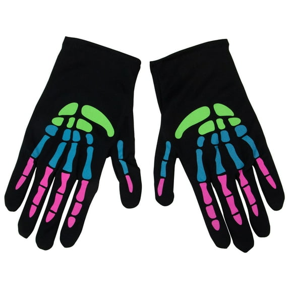 Northlight 12" Colorful Skeleton Halloween Gloves Costume Accessory