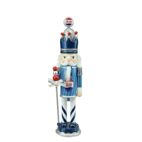 Northlight 12" Decorative Blue White and Silver Wooden "Pepsi-Cola" Christmas Nutcracker King