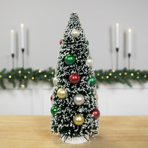 Northlight Frosted and Glittered Sisal Tree with Ornaments Christmas Decoration - 12"