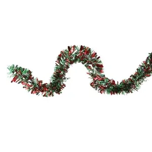 Northlight 12' Holographic Red, Green And Silver Christmas Tinsel Garland