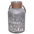 thumbnail image 1 of Northlight 12" Iced Winter Scene  Christmas Pillar Candle Holder Lantern with Handle - Sliver White, 1 of 3