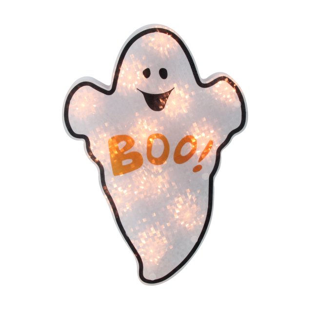 Northlight 12" Lighted Holographic Ghost Halloween Window Silhouette