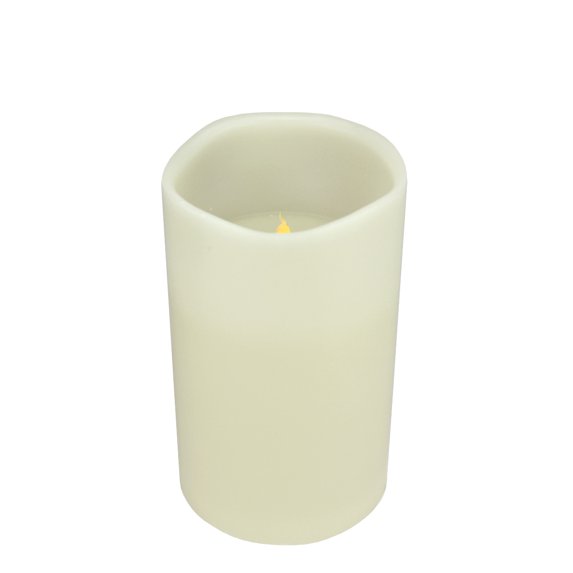 Northlight 12" Prelit LED Battery Operated Flameless 3-Wick Flickering Pillar Candle - White