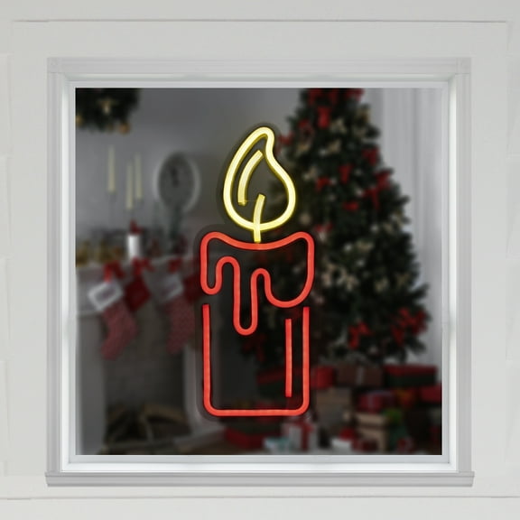 Northlight LED Candle Neon Lighted Christmas Wall or Window Decoration - 12"