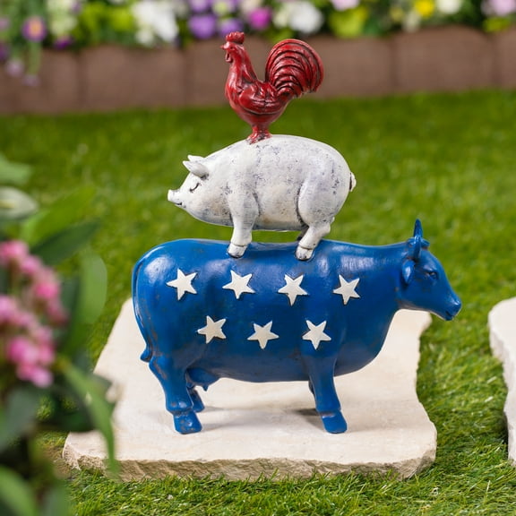 Northlight Stacked Patriotic Farm Animals Outdoor Garden Statue - 12"