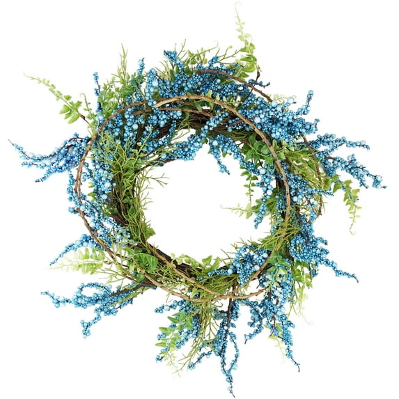Northlight 12" Unlit Berry Artificial Spring Twig Wreath - Blue/Green