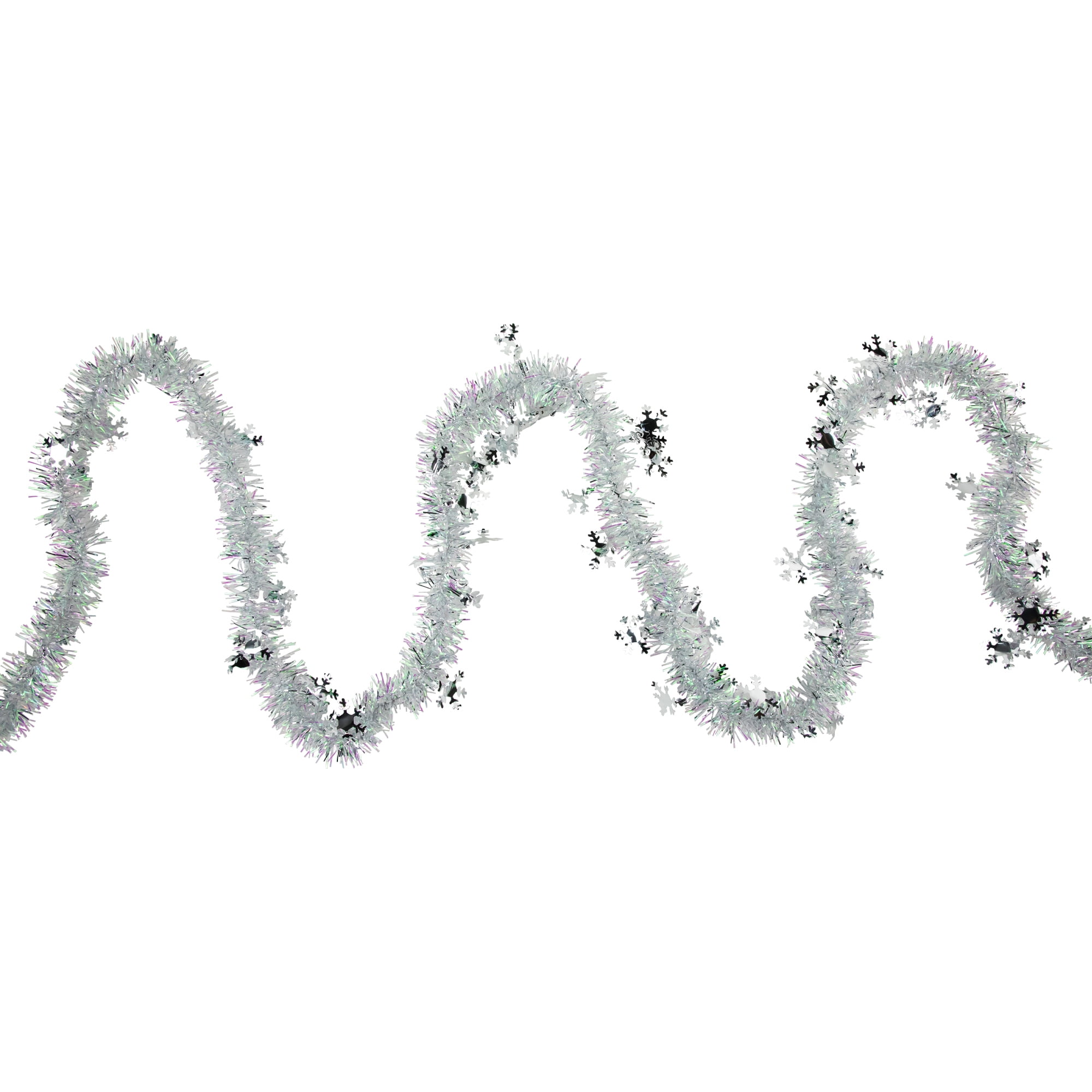 Northlight 12' x 3" White Iridescent and Silver Snowflakes Christmas