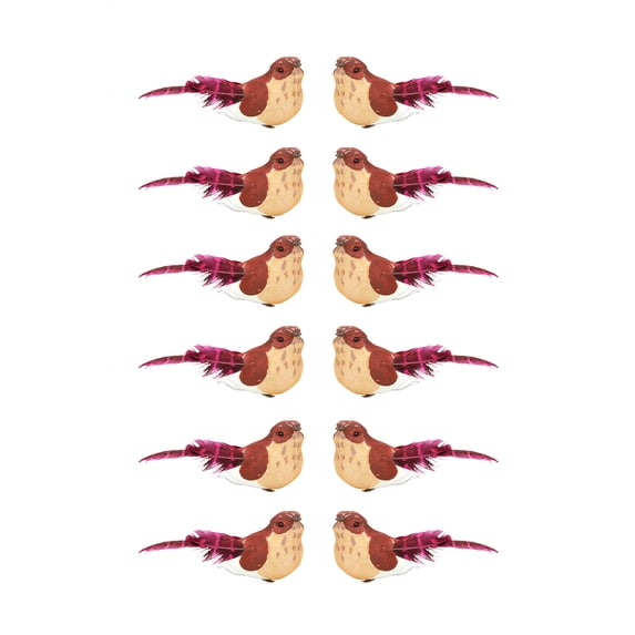 Pack of 12 Delightful Red and Pink Bird Christmas Ornaments 5"