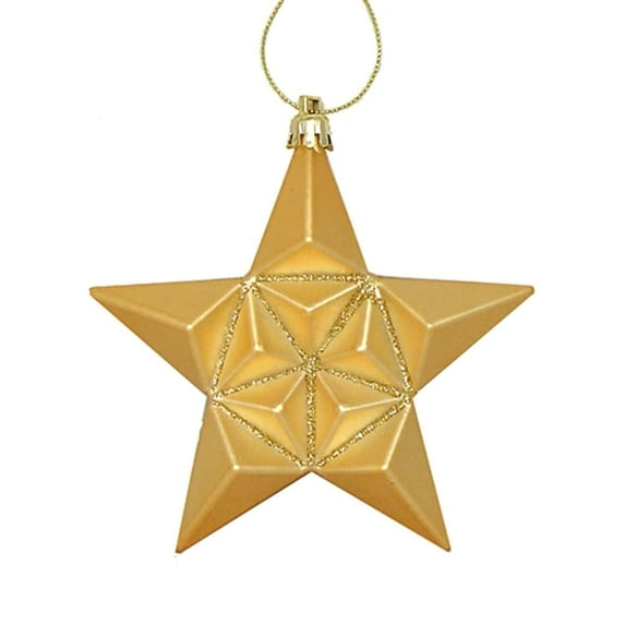 Northlight 12ct Matte Vegas Gold Glittered Star Shatterproof Christmas Ornaments 5"